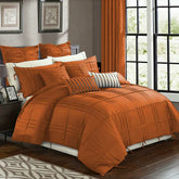 3 Pcs Luxury Box Pleated Duvet Set - Orange